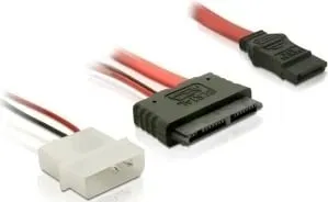 Kabllo Micro SATA Delock 0.3m, 7+7+2 pin, SATA 7-pin, e kuqe - 1