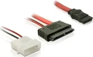 Kabllo Micro SATA Delock 0.3m, 7+7+2 pin, SATA 7-pin, e kuqe