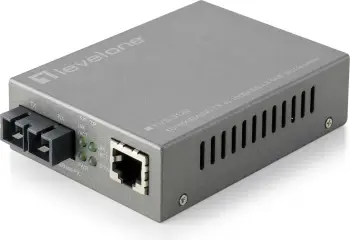 Konvertues media LevelOne RJ45 në SC, Fast Ethernet, Single-Mode Fiber, 20km, Gri