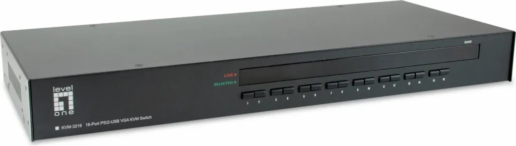 Switch KVM LevelOne 16-Port PS/2-USB VGA, 2048 x 1536 pixels, Rack mounting, 1U, e zezë - 1