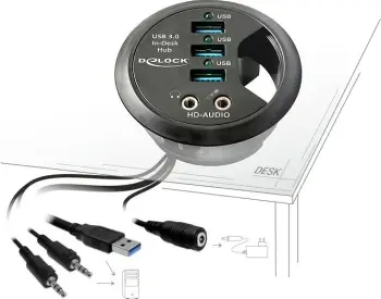USB hub DeLOCK 61990, LED indikatorë, e zezë