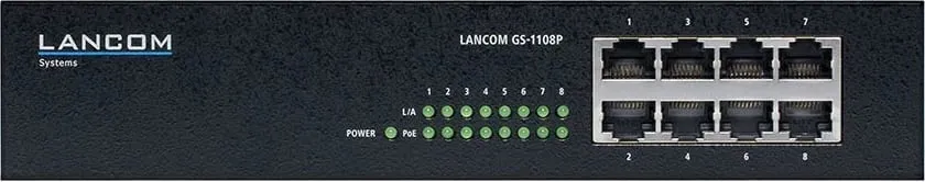 Switch LANCOM GS-1108P, 8 porte Gigabit, PoE, rackmount - 1
