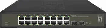 Switch LevelOne Hilbert 18-Port Gigabit Smart Lite, 16 x Gigabit RJ45, 2 x Gigabit SFP, i menaxhuar, montim në rack