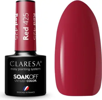 Llak për thonj Claresa Soak Off UV/LED Hybrid 425 për femra, e kuqe, 5g