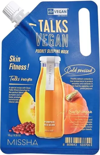 Maskë nate për fytyrë Missha Talks Vegan Squeeze Skin Fitness, vegane, 10g