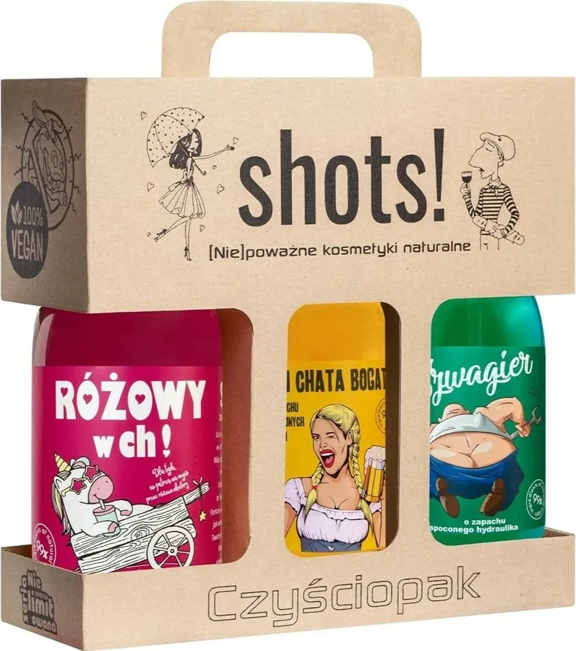Set xhel dushi unisex LaQ Shots! Pink Clean Pack, Czym Chata Bogata, Szwagier, 3x500ml - 1