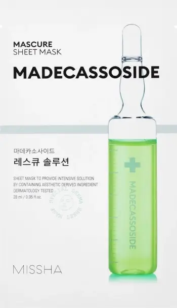 Maskë fytyre për femra Missha Mascure Madecassoside Soothing and Hydrating Sheet Mask, 28ml