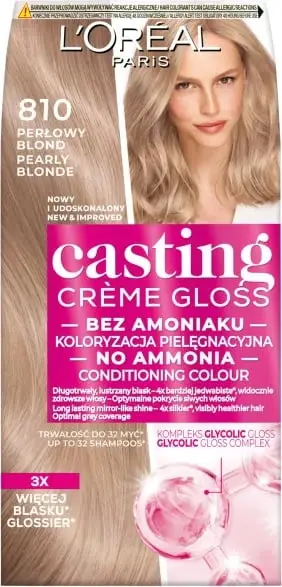 Bojë për flokë për femra L'Oreal Paris Casting Creme Gloss 810 Pearl Blonde, 1 copë