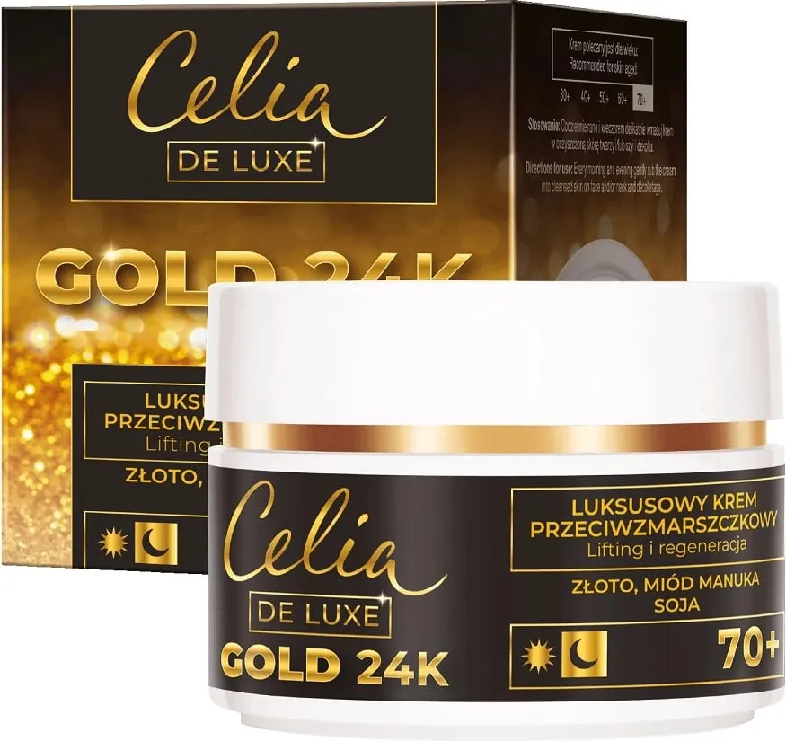 Krem nate për fytyrë Celia De Luxe Gold 24K Night Face Cream 70+ për femra, 50ml - 1