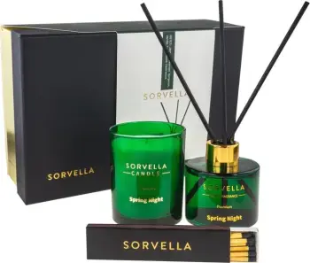 Set aromash për shtëpi Sorvella Perfume Spring Night, difuzer 120ml + qiri 170g + shkrepëse