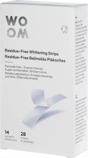 Shirita zbardhues për dhëmbë WOOM Residue Free Whitening Strips, 28 copë