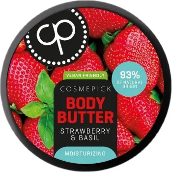 Buter për trup Cosmepick me luleshtrydhe dhe borzilok për femra, 250ml