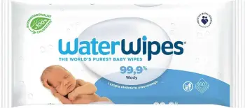 Peceta të lagura WaterWipes Bio, me bazë uji, 60 copë, të bardha