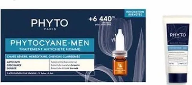Set kundër rënies së flokëve për burra Phyto Phytocyane Men, 100ml + 12 ampula - 1