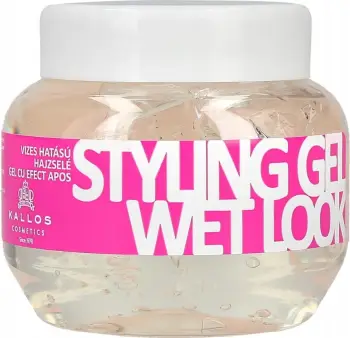 Xhel flokësh Kallos Styling Gel Wet Look, mbajtje e fortë, 275ml, i bardhë