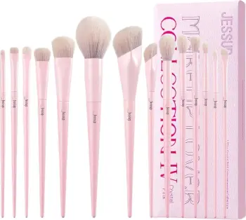 Set furça grimi JESSUP T495 për femra Crystal Pink 14 copë