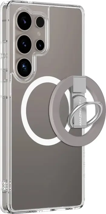 Mbështjellës AmazingThing Minimal Mag Case me unazë magnetike për Samsung Galaxy S25 Ultra, Transparent