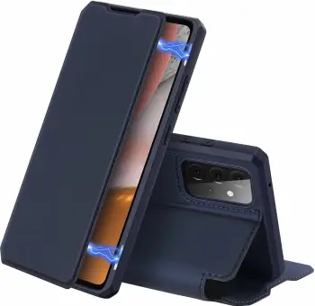 Mbështjellës Dux Ducis Skin X për Samsung Galaxy A72, me kapak, me mbajtëse, me portofol, Blu