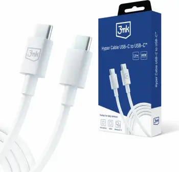 Kabllo USB-C në USB-C 3mk Hyper Cable, 1.2m, 100W, Bardhë
