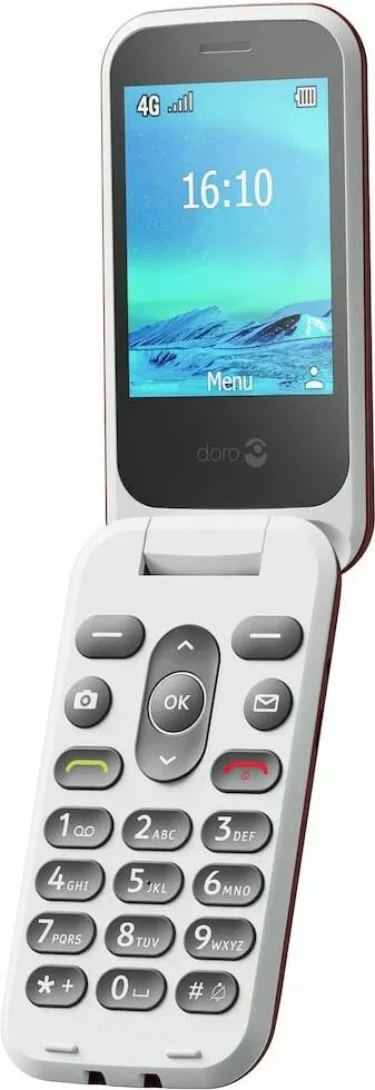 Celular Doro 2880, Clamshell, Single SIM, 320 x 240 pixels, Bluetooth, 1000 mAh, Kuq, Bardhë - 3