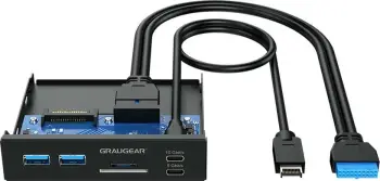 USB hub &amp; lexues kartelash GrauGear Multi Front Panel Type-C USB, i zi