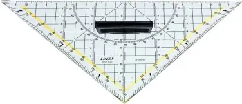 Trekëndësh 45° Linex 2621GH, polistiren, dorezë e lëvizshme, 22.5cm, 16cm, transparent, verdhë