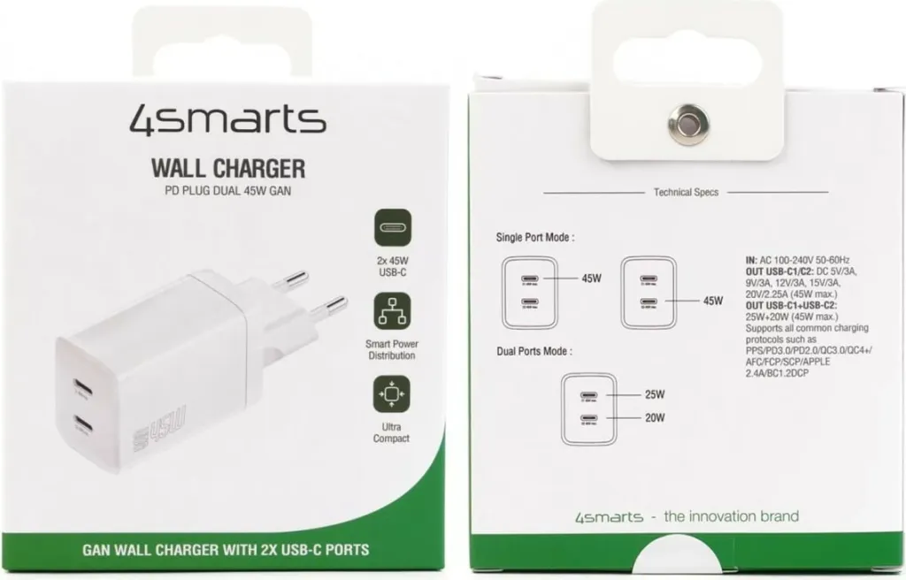 Karikues 4smarts 540400, 45W, i bardhë - 5