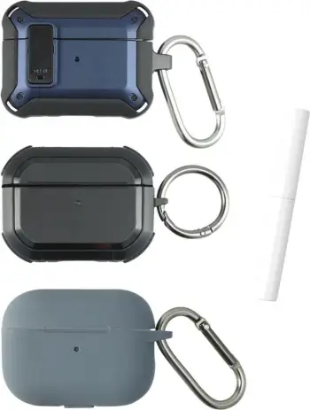 Mbështjellës 4smarts Alpha AirPods Pro 2/3 set 3 copë, blu, gri, zi