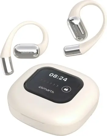 Kufje Bluetooth 4smarts SkyBuds AI Screen, open-ear, 28h, bezhë
