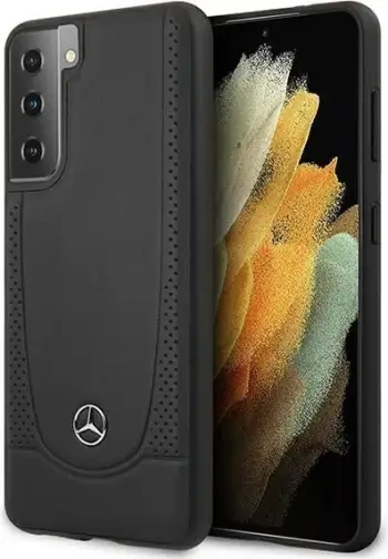 Mbështjellës Mercedes MEHCS21MARMBK Urban Line për Samsung Galaxy S21+, lëkurë, zi