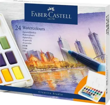Set akuarele Faber-Castell 169724, 24 ngjyra, brush i përfshirë, multikolor