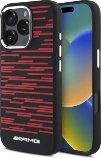 Mbështjellës Mercedes AMG Silicone Graphics MagSafe për iPhone 16 Pro, i zi