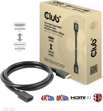 Kabllo HDMI zgjatues Club3D 2.1, 1m, e zezë