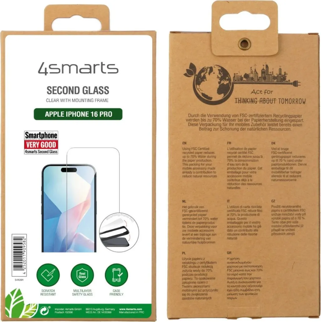 Mbështjellës ekrani 4smarts 541201, Apple, iPhone 16 Pro, Drop proof, Impact resistant, Scratch resistant, Transparent - 6