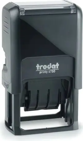 Stampë Trodat Printy 4750, tekst i gatshëm, e zezë/çelik inox