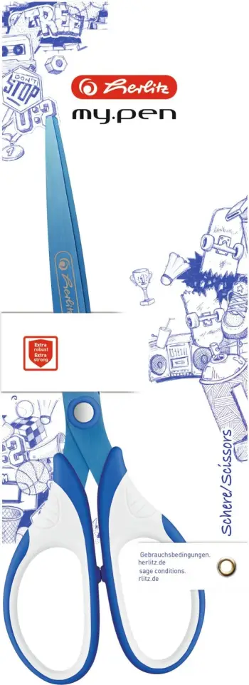 Gërshërë Herlitz My.pen, majë të hollë, titan nitrid, blu bardhë