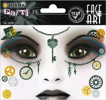 Sticker dekorativ fytyre Herma Face Art Steampunk Amelia, folie shumëngjyrëshe, 1 set