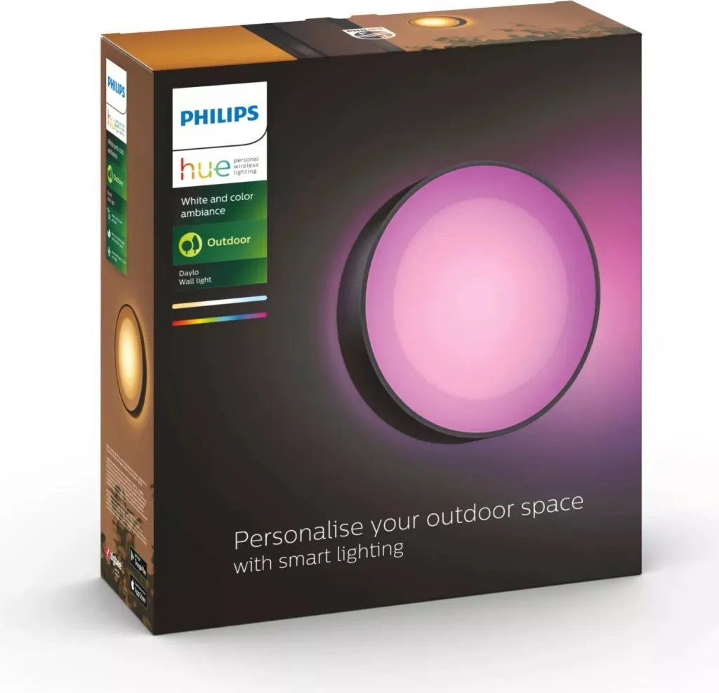 Lampë muri Philips Hue Daylo, smart, IP44, e zezë - 3