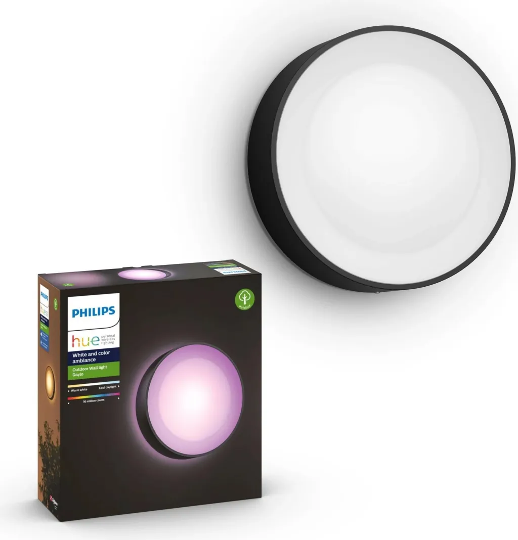 Lampë muri Philips Hue Daylo, smart, IP44, e zezë - 7