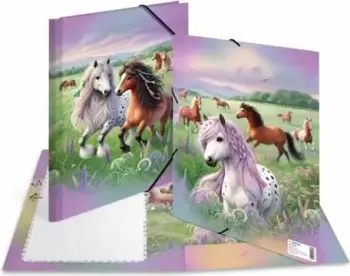 Dosje kartoni HERMA Elasticated Folder A4, motiv Horse World, vjollcë