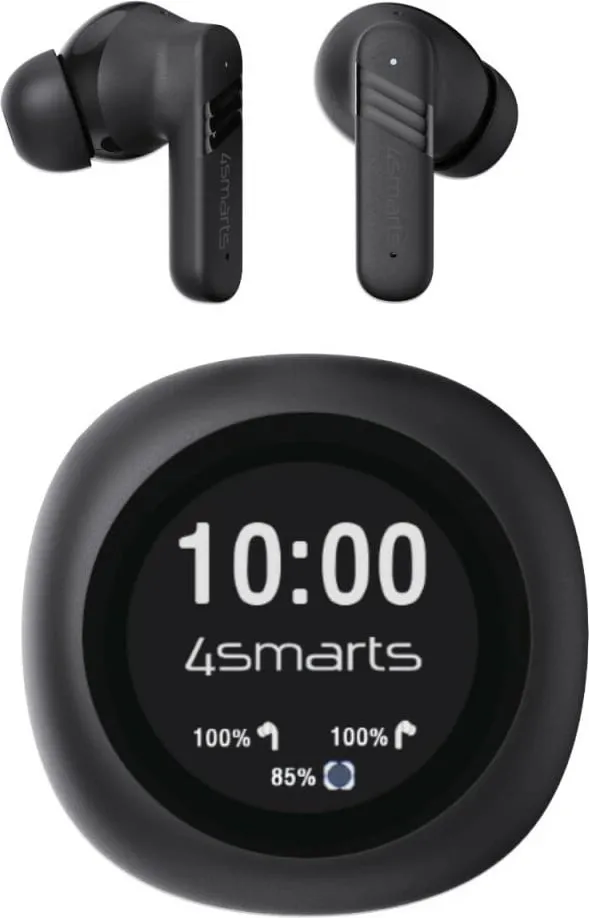 Kufje TWS 4smarts SkyBuds Screen Pro ANC, Bluetooth 5.4, ekran, të zeza - 1