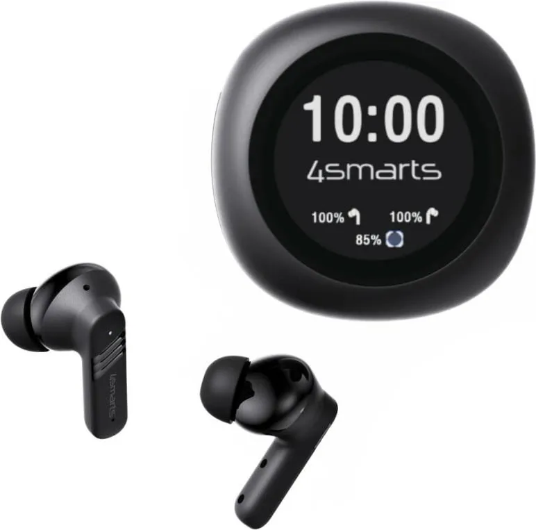 Kufje TWS 4smarts SkyBuds Screen Pro ANC, Bluetooth 5.4, ekran, të zeza - 4