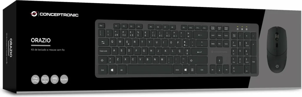 Set tastierë wireless me maus Conceptronic, QWERTY portugalisht, 105 taste, 2.4GHz, e zezë - 5