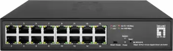 Switch LevelOne Hilbert 10” 16-Port Gigabit Smart Lite, 16 x Gigabit RJ45, Managed, L2, Rack mounting