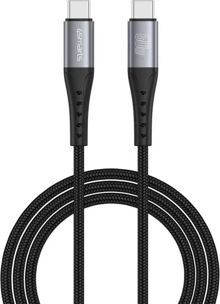 Kabllo USB-C 4smarts PrimeCord 1.5m 60W, e zezë - 1