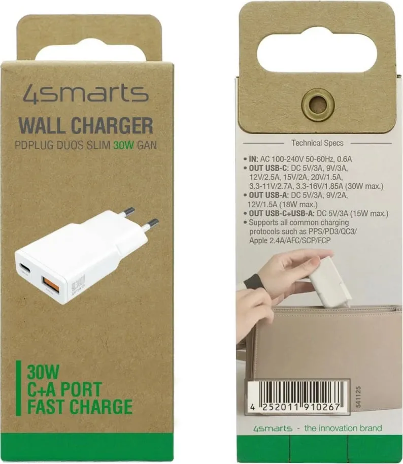Karikues 4smarts PDPlug Duos Slim, 12 V, Bardhë - 4