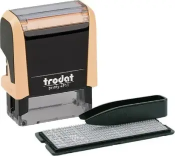 Vulë vetëngjyrosëse Trodat 4911 Typomatic, tekst/datë, 13x37mm, e zezë/krem