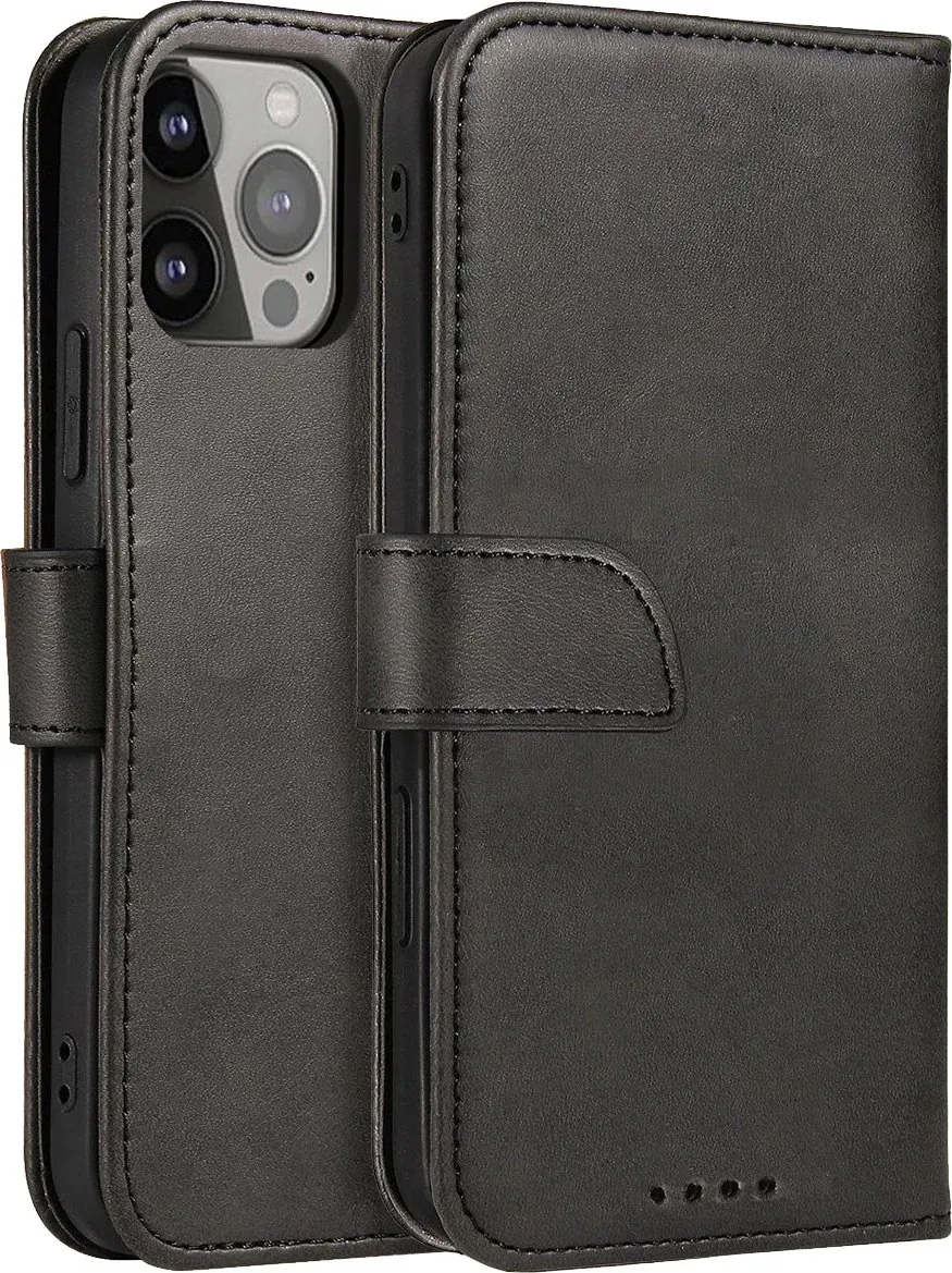 Mbështjellës Hurtel Magnet Case me kapak dhe qëndrim, për iPhone 14, e zezë - 1