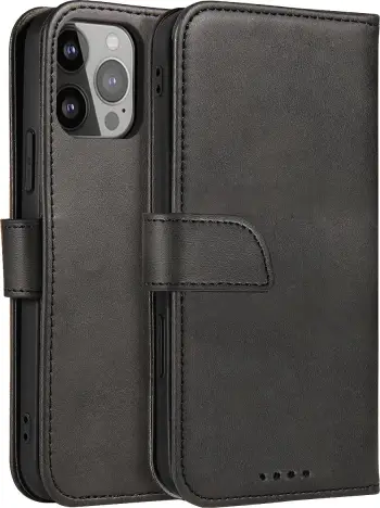 Mbështjellës Hurtel Magnet Case me kapak dhe qëndrim, për iPhone 14, e zezë