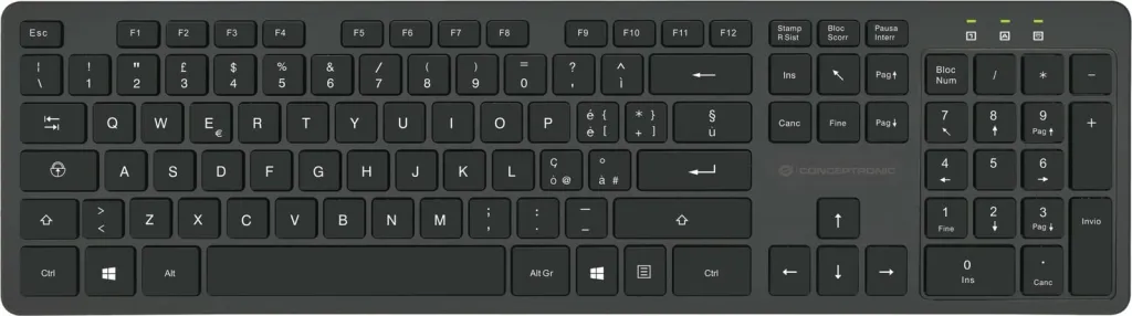 Set tastierë wireless Conceptronic me maus, QWERTY italian, 105 taste, 1600 DPI, e zezë - 2